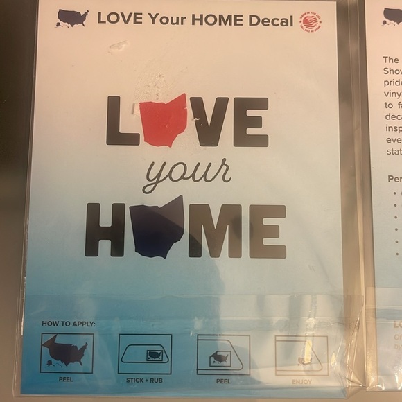 Love Your Home OHIO Rub and Stick Decals NEW Set of 2 - Picture 4 of 5